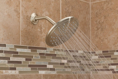 8 Inch Brushed Nickel Rain Showerhead Fixed Round Wide Rain Shower Head With 2.5 GPM Flow Easy Install On 1/2 Inch IPS Arm