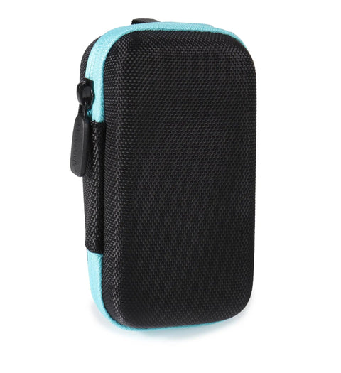 Heavy Duty Semi Hard Carrying Case For Laser Distance Meter With Two Bubble Levels, black exterior with blue zipper.
