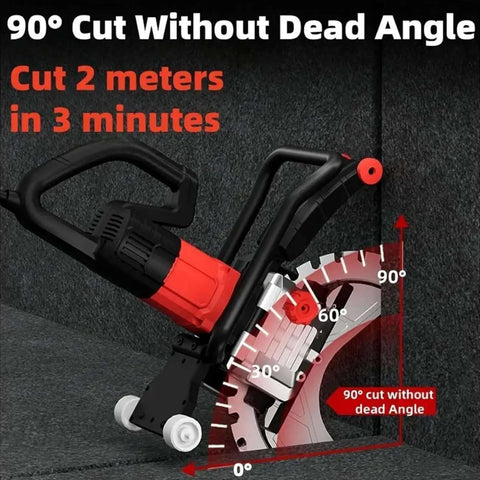 Heavy Duty Electric Concrete Ring Saw With 8900W Copper Motor And 3300 Rpm showcasing precise 90° cuts and titanium blade.