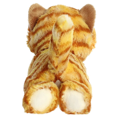 Back view of Real Deal Mini Flopsie Ginger Cat Eight Inch Stuffed Animal Plush with tail and paws. Soft cuddly companion.