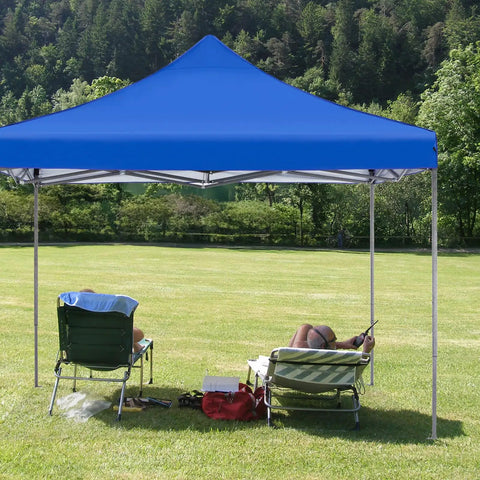 10x10 Ft Pop Up Canopy Tent For Camping Parties Events Patio Beach Backyard All Weather Heavy Duty Instant Sun Shade With Sand Bags Blue