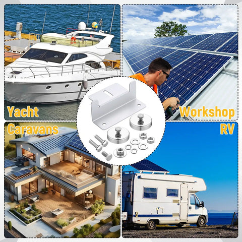 16 Pack No Drill Magnetic Solar Panel Mount Brackets With 4800 Lbs Total Hold Z Style for various installations