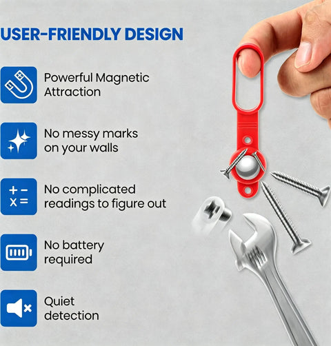 Heavy Duty Magnetic Stud Finder 8 Piece Set Real Deal Drywall Scanner highlighting user-friendly design and magnetic features.