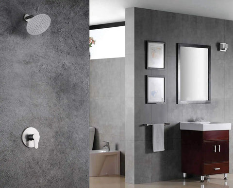 Easy Install Brushed Nickel Shower Faucet Set With Single Handle Rough In Valve Solid Brass Construction Shower Arm And Showerhead