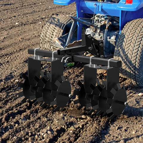 ATV UTV Towed 32 Inch Heavy Duty Disc Harrow With Universal 2 Inch Hitch For Leveling Ground and Loosening Soil