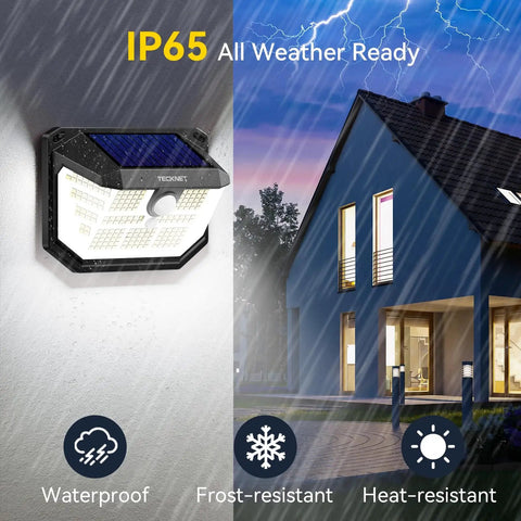231 LED Solar Motion Lights Outdoor With 300 Degree Angle And 3 Lighting Modes PIR Motion Sensor IP65 Waterproof Wall Lights