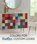 Colorful cabinet with mosaic design beside a white chair, used for showcasing Ultimate Floor Finish For Hardwood Floors 1 Gallon Clear Matte