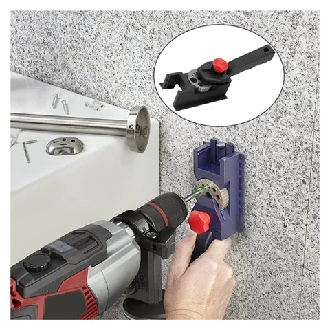 Heavy Duty Woodworking Drill Locator Kit With 38 Pieces For Precise Multi-Hole Punching In 2 To 12Mm Sizes in use for accurate drilling.