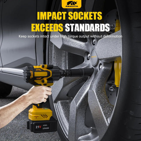 Heavy Duty Half Inch Drive Impact Socket Set With Flip Heads Double Sided Cr-Mo Steel Includes 3 Inch Extension Bar And Lug Nut Extractor