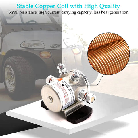 Heavy Duty 36 Volt Solenoid Relay For EZGO Golf Carts 4 Terminal SPNO Continuous Duty Replacement with copper coil detail