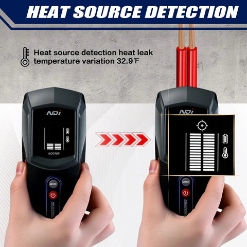 Image of Heavy Duty Multi Function Stud Finder And AC Live Wire Detector Precision Depth Reader for heat source detection.
