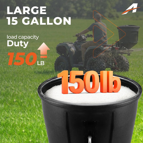 ATV Broadcast Spreader Attachment With 150Lb Poly Hopper 12V Motor 30 Foot Spread Vertical Mount For Seed Fertilizer