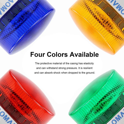 Hella Bright Industrial Green Strobe Warning Light Ac 110V 3W Led Beacon For Factory And Construction Sites Featuring Rock Solid Weatherproof Housing And Super Easy Polarity Free Wiring Setup in red, green, blue, and yellow colors.