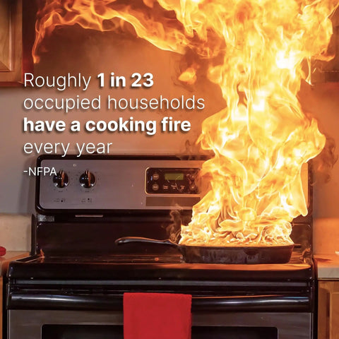 Fire on stove without Smart Stove Shut Off Safety Device For Electric Ranges Senses Smoke Alarm Sounds And Cuts Power
