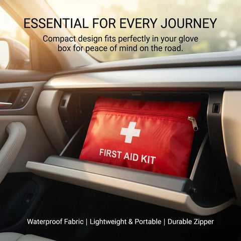 12 Pack Empty First Aid Kit Bags Bulk Set For DIY Emergency Supplies Water Resistant Travel Medical Organizer Pouches In Red 11x16cm Ideal For Home Car Office Camping Outdoors Bag Only in car glove box