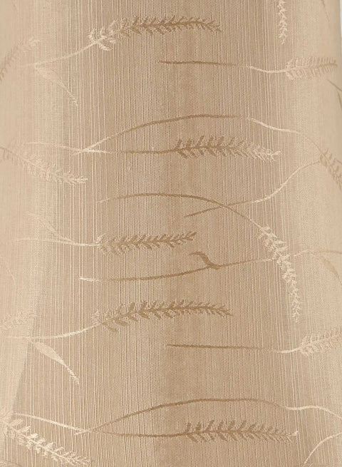 Close-up of oatmeal faux silk with wheat jacquard on Transitional Scallop Bell Lamp Shade 10x16x15 In Oatmeal Faux Silk With Brass Spider Fitter Harp Compatible 16 Inch Wide Cozy Up Your Living Room With This Classic Wheat Design For Home Decor Lamps.