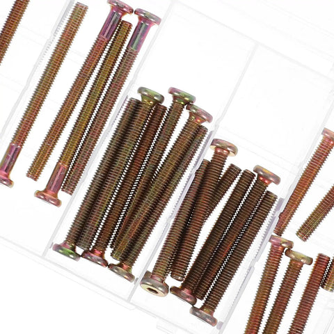 Close-up of 49Pcs M6 40 To 80Mm Hex Socket Head Screws And Barrel Nuts Grab And Go Kit in compartments