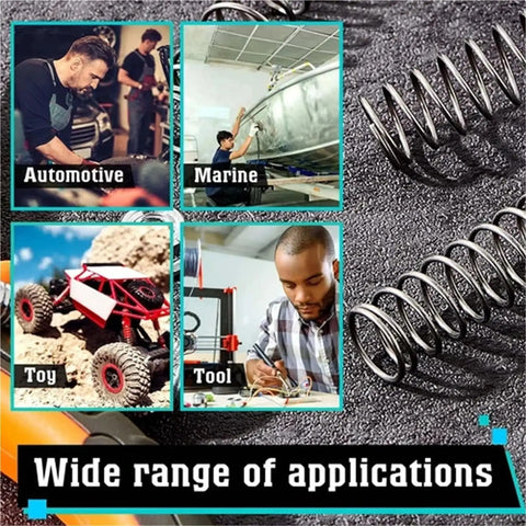 Awesome 50Pc Micro Compression Spring Kit For Steel Repairs featuring 0.5mm Wire Size With Outer Diameter Ranging From 4 To 12mm And Lengths Up To 50mm Ensuring Solid Elastic Force Plus Outstanding Fatigue Resistance For Tough Projects. Compression springs for automotive, marine, toy, and tool repairs