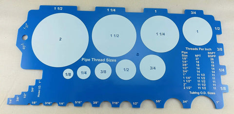 Pipe And Tubing Size Gauge For Quick Plumbing Checks, Measures Threaded Pipe From One Eighth To Two Inches, Tubing From One Eighth To One Inch, Hose ID From Quarter To One Inch, Handy Reference Chart On Back For DIY Pros