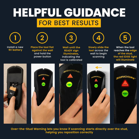 Easy Peasy Electronic Stud Finder For Wood And Metal Walls With Sharp Drywall Edge Detection No Sweat Wall Scanner Tool in use for calibration steps.
