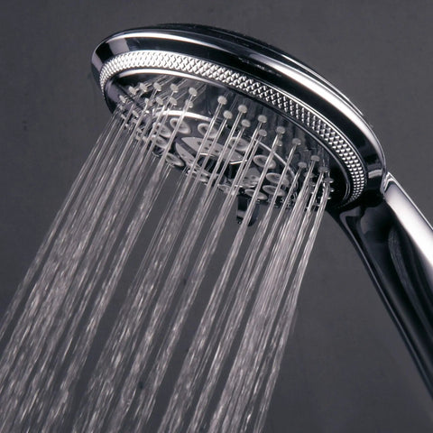 Two In One Shower System With LED Shower Head And Hands Free Option, close-up of spray pattern, chrome finish