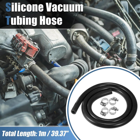 Silicone Vacuum Hose 1m 9mm ID For Turbo Boost, Air Intake, And Auto Vacuum Lines, Durable High Temp Black Tubing For Engine Use