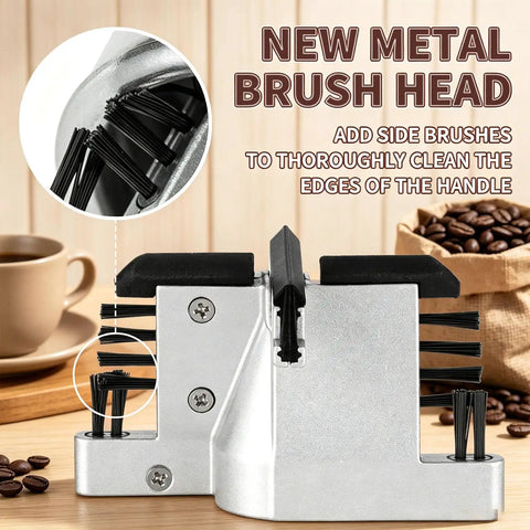 New metal brush head for Smooth Operator Automatic Espresso Portafilter Cleaner, designed for thorough edge cleaning.