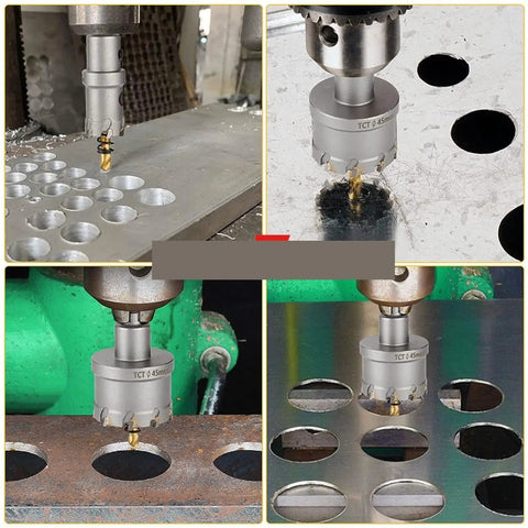 Cool 12-200mm TCT Hole Saw Drill Bit Kit With Alloy Carbide Cobalt Steel Cutter for Stainless Steel Plate Iron Metal Cutting Job Size 28mm drilling metal plates
