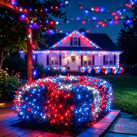 164Ft 500LED RGB String Lights Outdoor With Remote Timer Memory Waterproof For Indoor Outdoor Yard Garden Decor Patriotic 24 Colors
