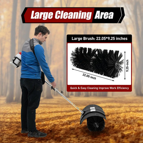 Beast 52cc Gas Power Sweeper With 2 Stroke Engine, Handheld Side Mounted Broom, Air Cooled System, Walk Behind Leaf Cleaner For Lawns, Turf And Artificial Grass Debris, shown with 22.05-inch brush