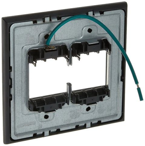 Magnesium 2 Gang Wall Plate 4 Pack with snap-on mounting frame, no visible screws, for standard electrical boxes, back view.