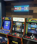 Arcade setup with Large Arcade Neon Sign 25 Inches Upgraded Retro Ghost Arcade LED Light Handmade Aesthetic Night Lamp for game room.