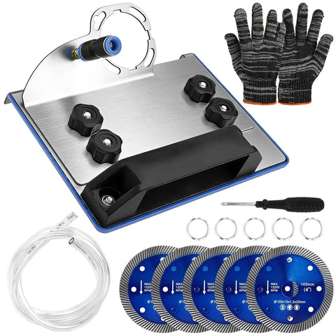 45 Degree Tile Chamfering Tool Kit For Angle Grinders With 5 Saw Blades 39 Inch Hose Gloves Screwdriver Washers Adapters