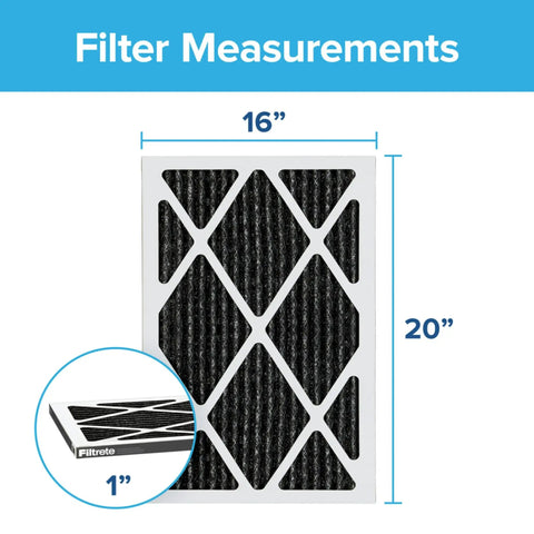 Two Pack 20x20x1 Air Filter Pleated 3 Month Replacement MPR 1200 MERV 11 Allergen Defense Odor Reduction Home HVAC Dimensions