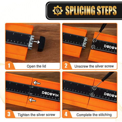 Splicing steps for connectable contour gauge with lock 10 plus 5 inch extended profile duplicator for woodworking