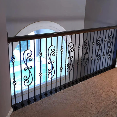 Heavy Duty Metal Staircase Balusters 6 Pack Adjustable Angle Railing Spindles for Deck and Porch on indoor railing