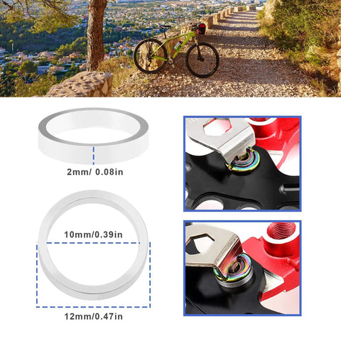 Aluminum Alloy Bicycle Chainring Bolt Spacers Washers 10 Pcs Double Ring To Single Gasket 2mm Thick 10mm Inner Diameter