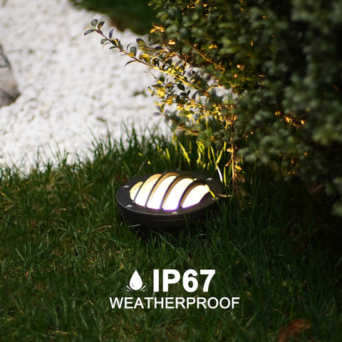 Low Voltage LED Well Lights Set 4W 12V 200 Lumens In Ground Deck Step Garden Lighting 2800K Warm White Brown Aluminum