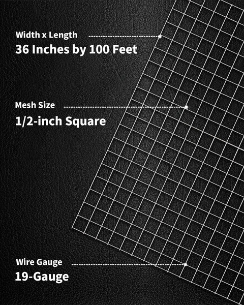 Half Inch Mesh Wire Cloth Roll 36 Inch Wide By 100 Foot Long 19 Gauge Hot Dip Galvanized After Welding Chicken Wire Mesh Description