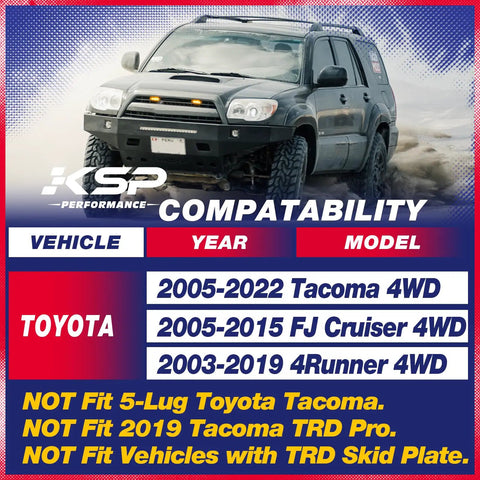 Toyota 4WD Compatibility Chart with Models and Years for Diff Drop Kit For Toyota Tacoma 4WD And 4Runner 4WD With Skid Plate Spacer CNC Machined T6 Beefy Billet Aluminum Front Differential Lowering Upgrade For Off Road Trucks