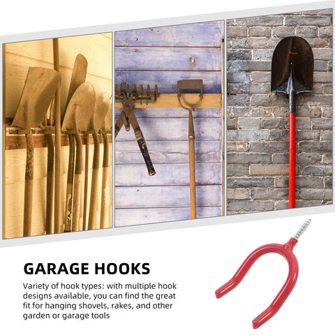 Real Deal Heavy Duty U Shaped Garage Storage Hooks For Shovels And Rakes Vinyl Siding Screw In Metal Wall Mount Hangers with tools.