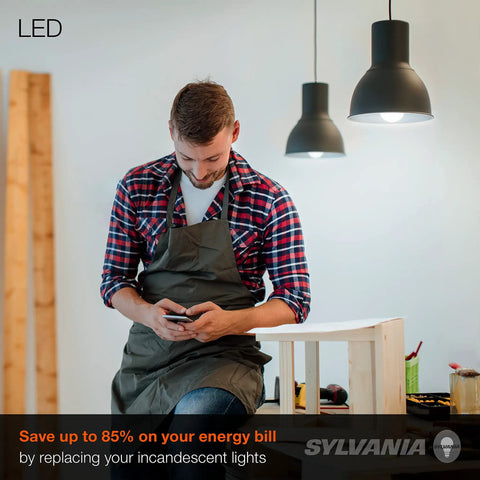 LED Light Bulb 60W Equivalent A19 Four Pack, 8.5W Efficient Daylight Frosted 800 Lumens Medium Base in modern kitchen