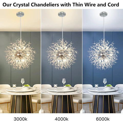 Crystal Sputnik Chandelier With Dandelion Firework Style, Dope 12 Light Modern Pendant Fixture for Living Room, Dining Room