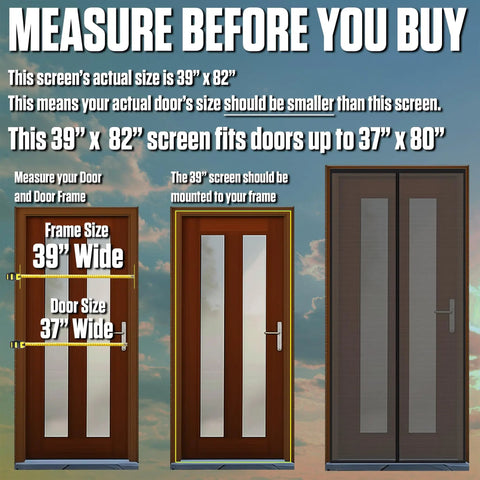 Image showing measurement instructions for Heavy Duty Magnetic Screen Door With Hands Free Self Closing Seal, Fiberglass Mesh.