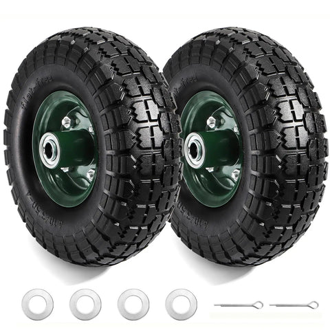 Two Pack Ten Inch Replacement Flat Free Tires For Wheelbarrows Dollies Garden Wagons Carts Hand Trucks And Lawn Mowers