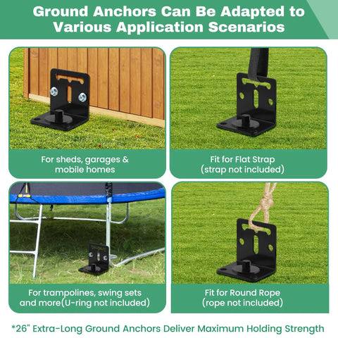 26 Inch Heavy Duty Ground Anchors Screw In For Mobile Homes Sheds Fences Swing Sets Trampolines And Carports Complete Anchor Kit With L Bracket And Drill Adapter For Easy Install And Maximum Wind Security