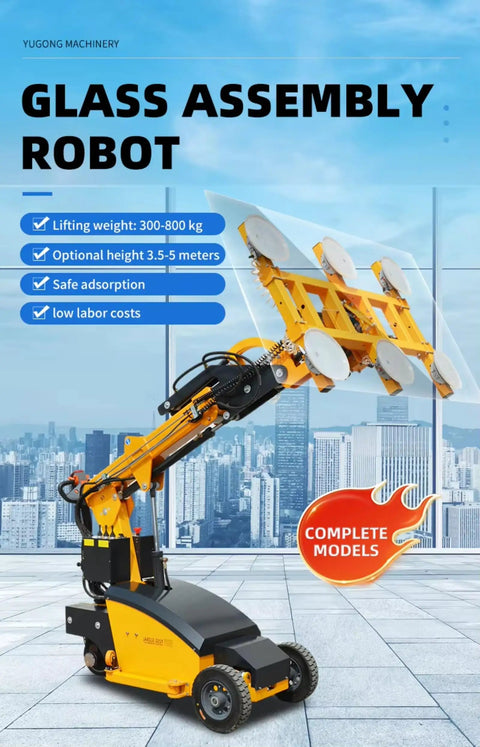 Electric Hydraulic Robot Glass Lifter With Kickass Suction Grips For Heavy Marble Slabs And Big Glass Panels making tough builds easy