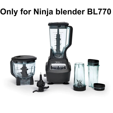 BL770 64 Oz Food Processor Replacement Parts Kit With Bowl, Lid And Blade, OEM Quality Replacement Set displayed with blender