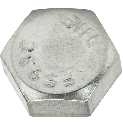 Close-up of stainless steel hex bolts 3/8-16 with visible threading and hex head for construction use.