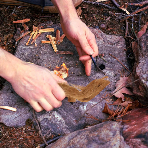 Using Natural Jute Fire Starters Four Pack Lightweight And Easy To Carry Outdoor Fire Starter Tools for igniting kindling